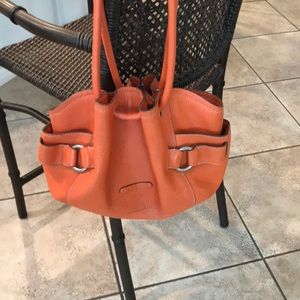 Cole Haan pebbled leather BoHo orange satchel